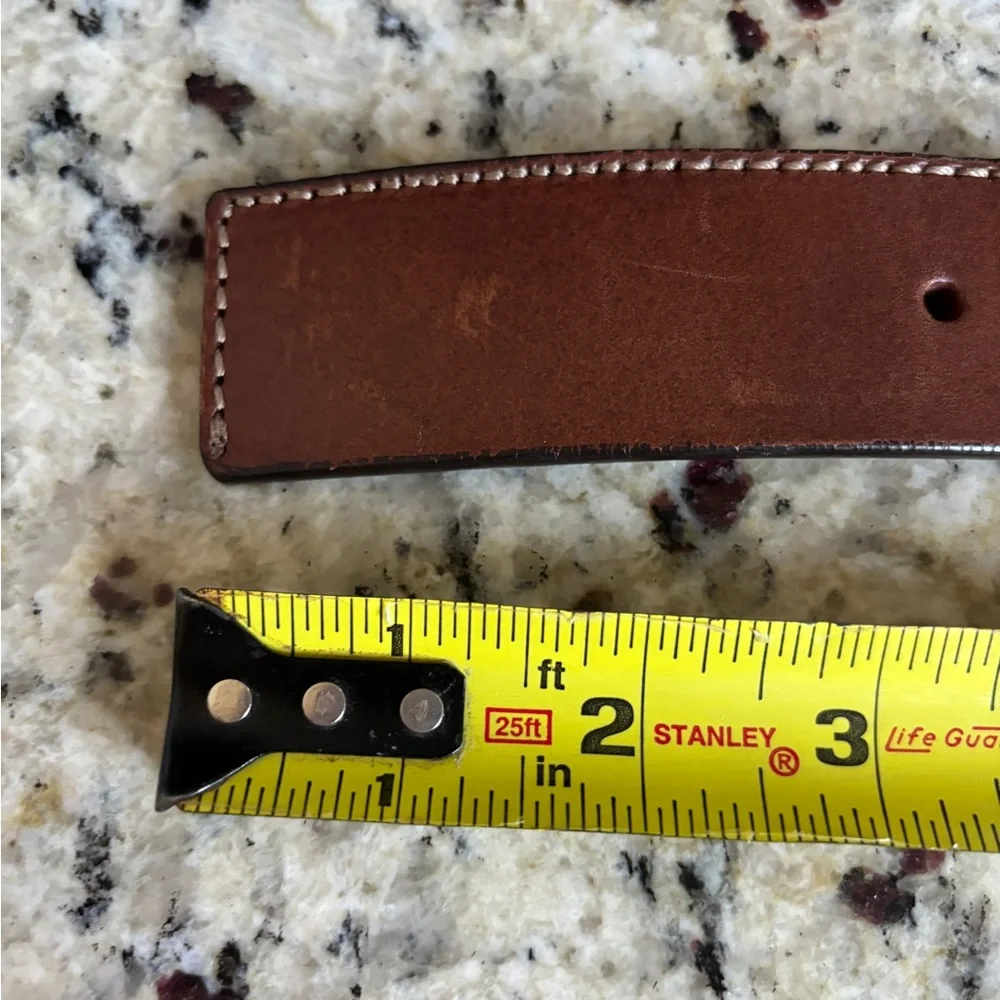 Belt Large Buckle Brown Leather Size 38